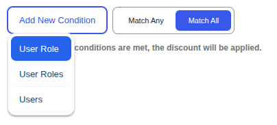 Conditions Dropdown