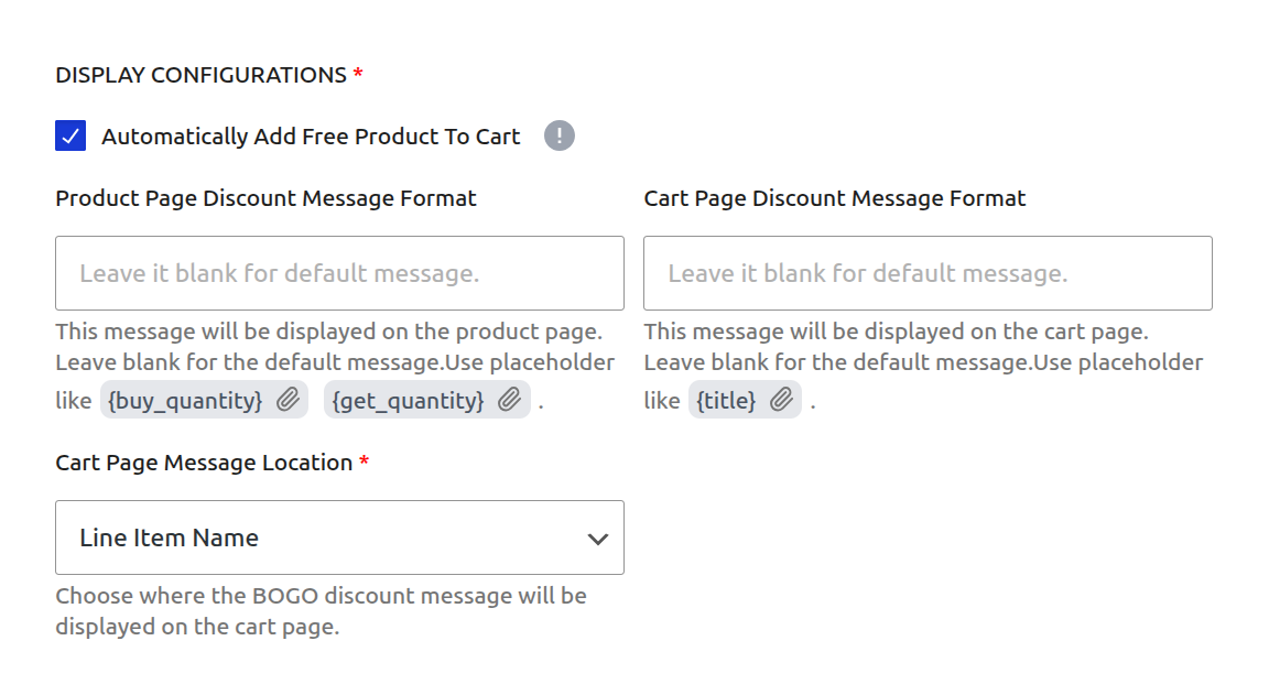 BOGO Display Configurations