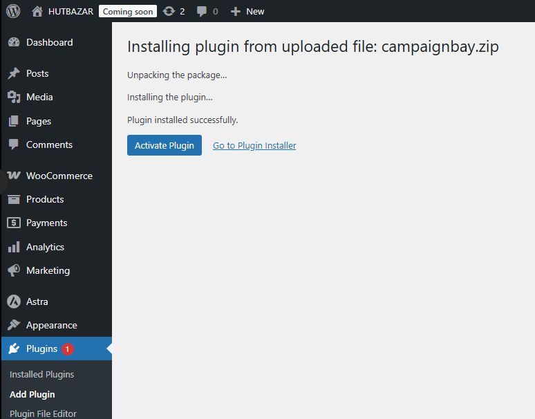 Activate the plugin after successful installation