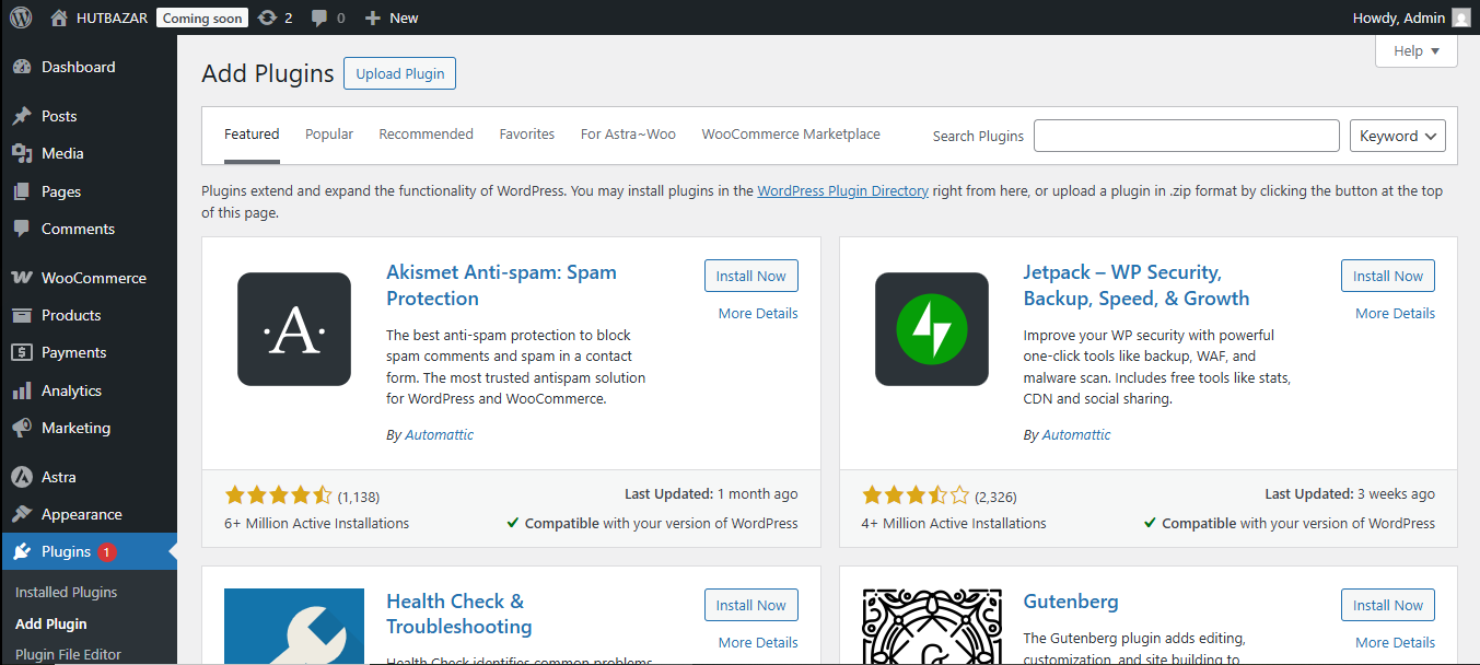 Click the Upload Plugin button