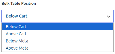 Bulk Table Position Options