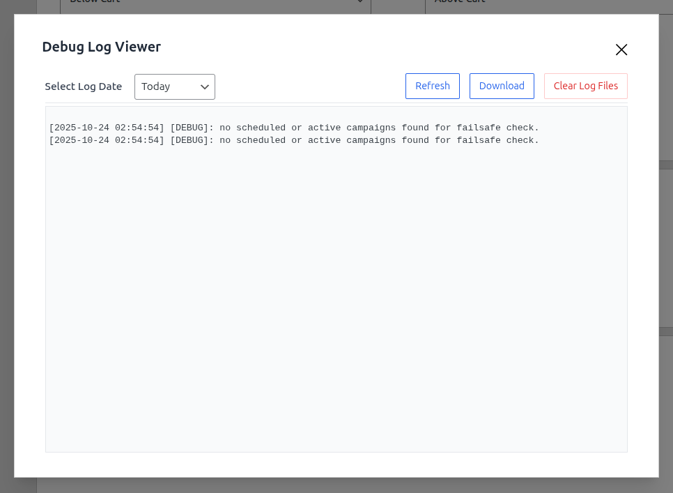 Debug Log Viewer Modal
